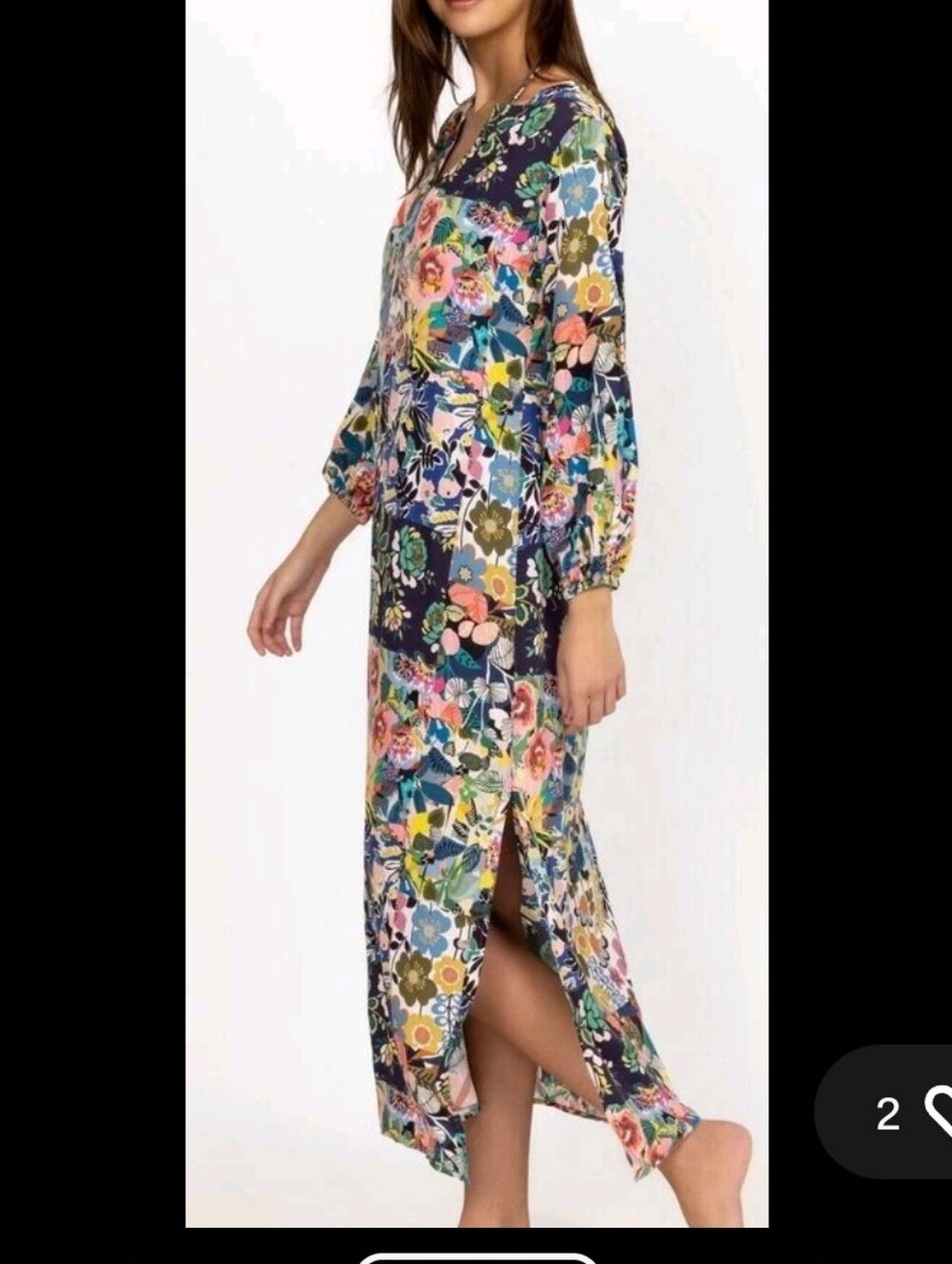 Johnny Was Layla Puff Sleeve Swim Cover-Up Maxi Dress Boho Chic Sz S - Picture 3 of 8